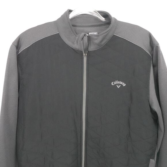 Callaway Full Zip Jacket Mens XL Black Gray Quilted Golf Layer Poly Stretch Warm - Picture 6 of 11